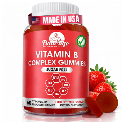 Sugar Free Vitamin B Complex Gummies - Vitamin B12, B7, B6, B3 (Niacin), B5, B8, B9 (Folate)- Third Party Tested- Prenatal, Vegan Diet, Older Adults - Maple Wellness Supplements