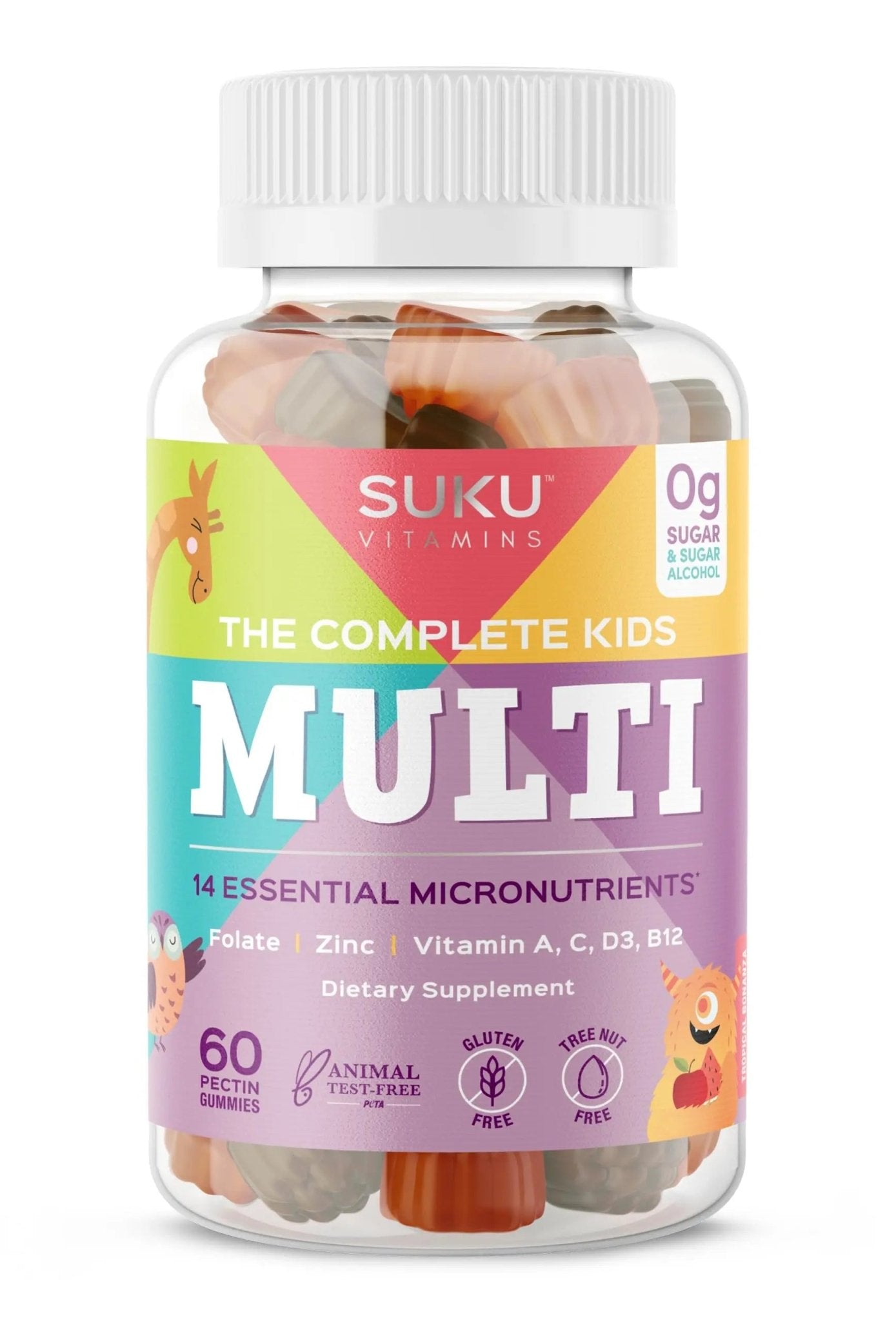 SUKU The Complete Kids Multivitamin Gummies – Vitamins A, C, D, E, B6, B12, Folate & Zinc – Immune Support - Maple Wellness Supplements