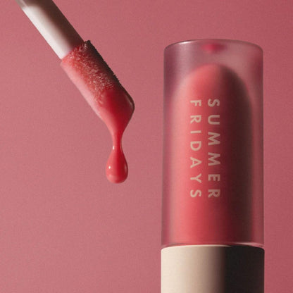 Summer Fridays Dream Lip Oil - Hydrating Tinted Lip Gloss Oil - Non-Sticky Formula with Skincare Benefits for Long-Lasting Softness + Shine - Effortless Beauty Gifts - Pink Cloud (0.15 Oz) - Maple Wellness Supplements