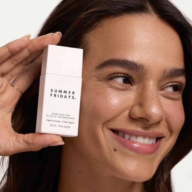 Summer Fridays Sheer Skin Tint - Skin Tint with Hyaluronic Acid - Helps Diminish Uneven Skin Tone - Sheer to Light Coverage - Shade 5 - Medium with Warm Neutral Undertones (1 Fl Oz) - Maple Wellness Supplements