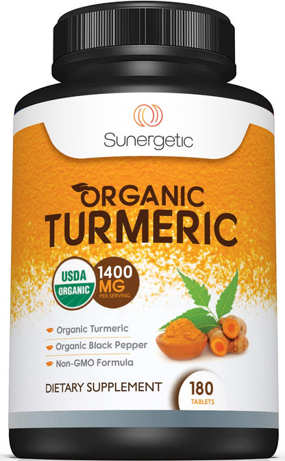 Sunergetic USDA Certified Organic Turmeric Supplement – Includes Organic Turmeric - Maple Wellness Supplements