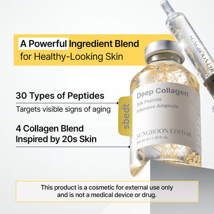 SUNGBOON EDITOR Glow Intensive Silk Peptide Ampoule, Copper Peptides Serum for Face with Collagen & Multi Peptides - Maple Wellness Supplements