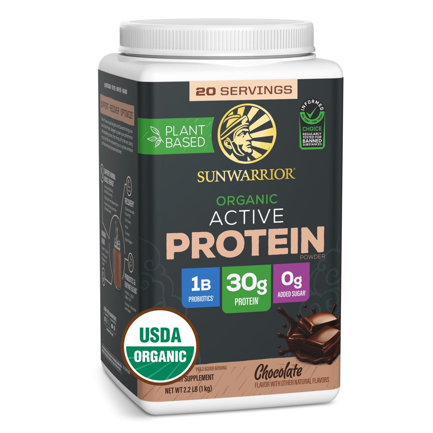 Sunwarrior Organic Plant Based Protein Powder | Vegan Organic Protein Powder with BCAA Amino Acids Plus Recovery Minerals & Botanicals | Non-GMO Soy Dairy & Gluten Free - Maple Wellness Supplements