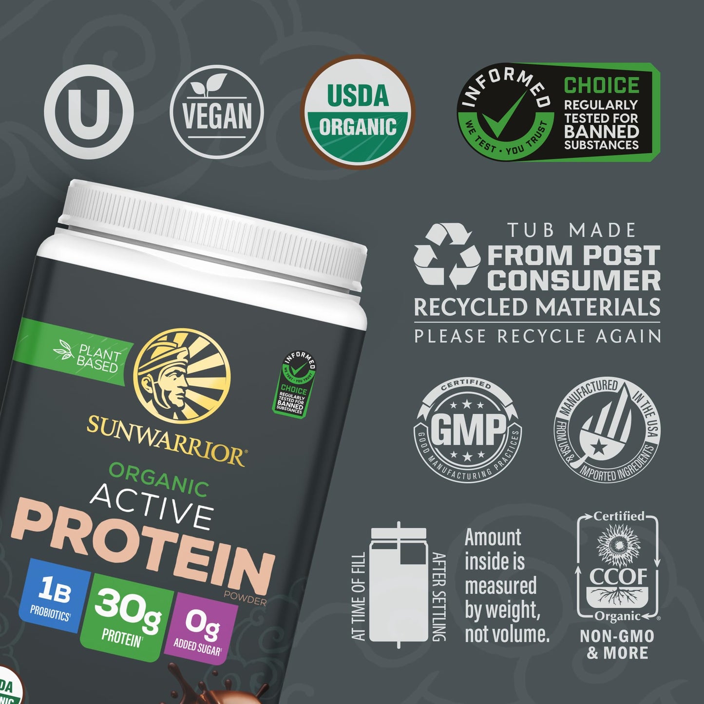 Sunwarrior Organic Plant Based Protein Powder | Vegan Organic Protein Powder with BCAA Amino Acids Plus Recovery Minerals & Botanicals | Non-GMO Soy Dairy & Gluten Free - Maple Wellness Supplements