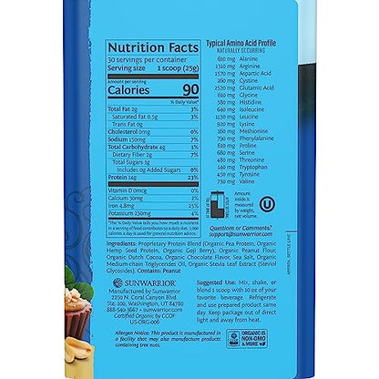 Sunwarrior Vegan Protein Powder Organic Plant-Based Protein | BCAA Amino Acids Hemp - Maple Wellness Supplements