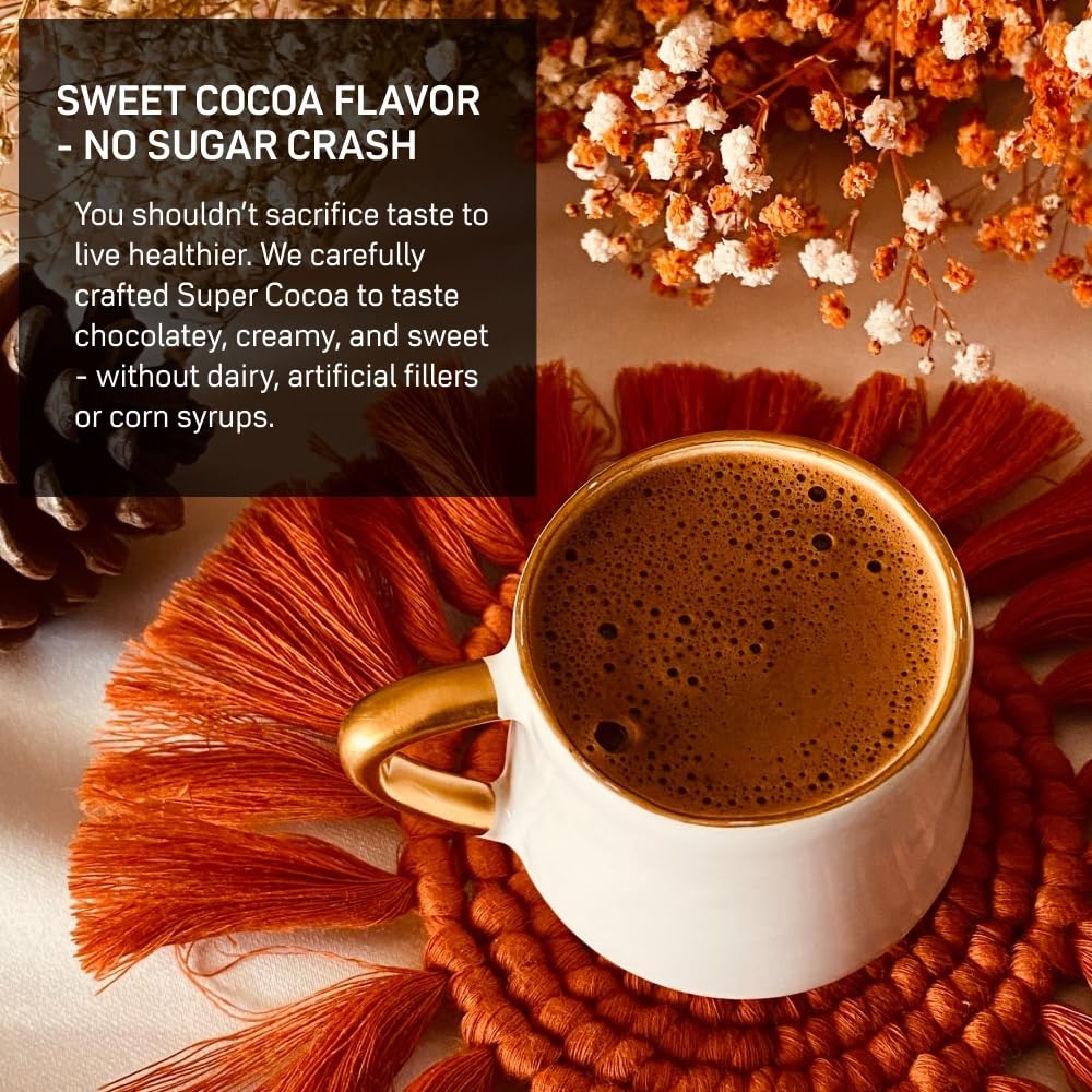 Super Cocoa Coffee Alternative Hot Chocolate Mix - Nootropics Brain Support Supplement for Memory & Focus - Mushroom Coffee Substitute - Dairy Free, Sugar Free, - Maple Wellness Supplements