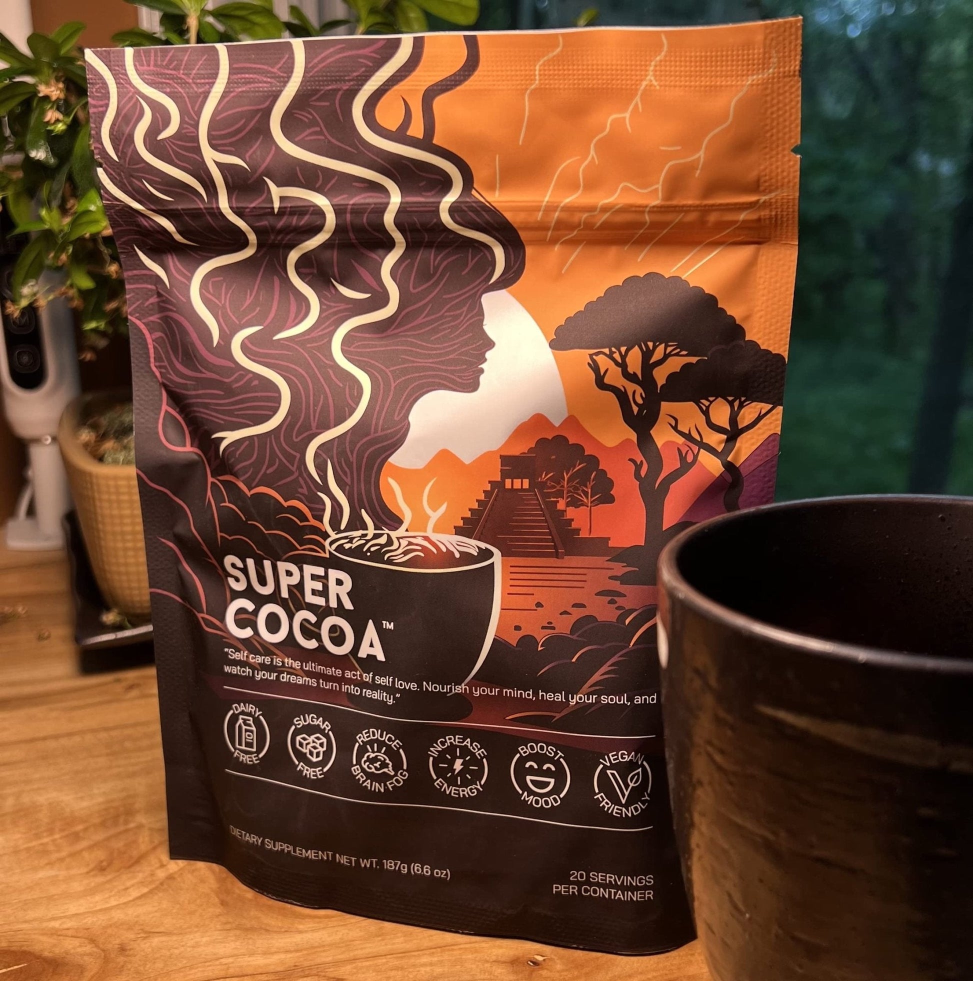 Super Cocoa Coffee Alternative Hot Chocolate Mix - Nootropics Brain Support Supplement for Memory & Focus - Mushroom Coffee Substitute - Dairy Free, Sugar Free, - Maple Wellness Supplements