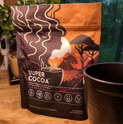 Super Cocoa Coffee Alternative Hot Chocolate Mix - Nootropics Brain Support Supplement for Memory & Focus - Mushroom Coffee Substitute - Dairy Free, Sugar Free, - Maple Wellness Supplements