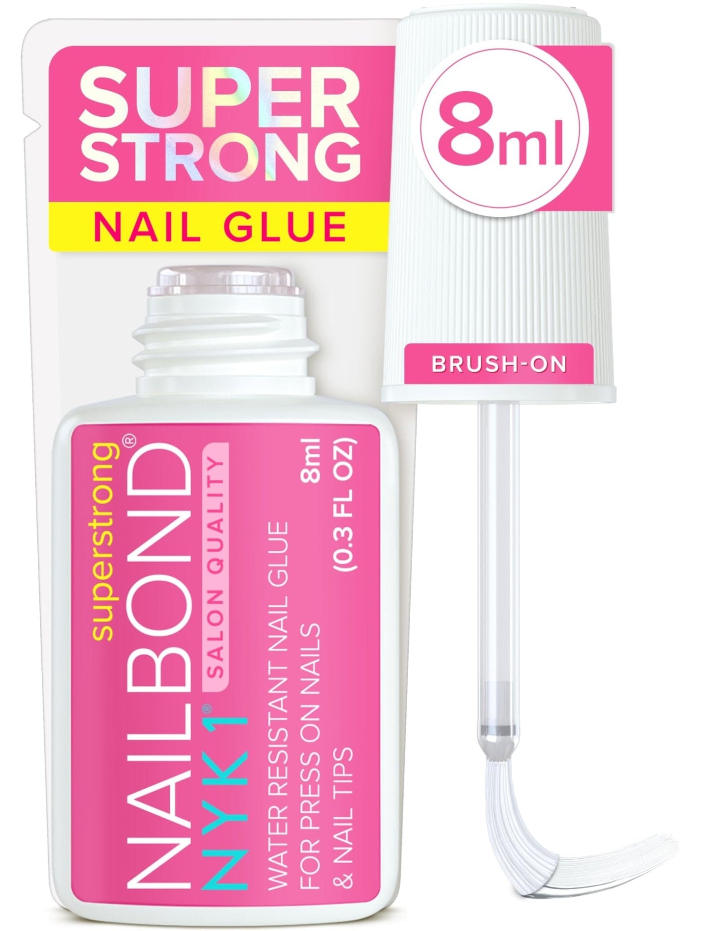 Super Strong Nail Glue for Press On Nails, Nail Tips & Acrylic Nails (8ml) NYK1 NailBond Brush - Maple Wellness Supplements