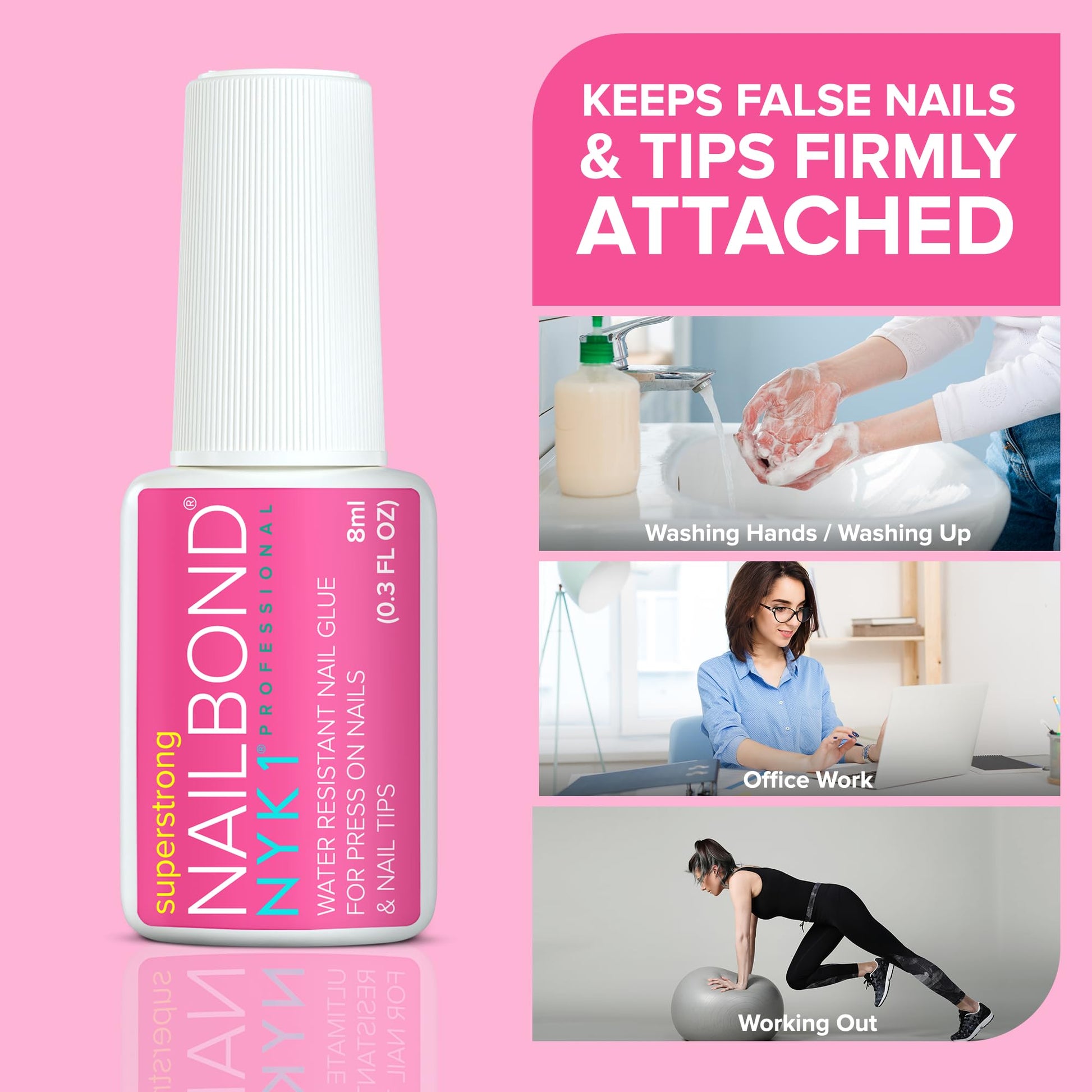 Super Strong Nail Glue for Press On Nails, Nail Tips & Acrylic Nails (8ml) NYK1 NailBond Brush - Maple Wellness Supplements