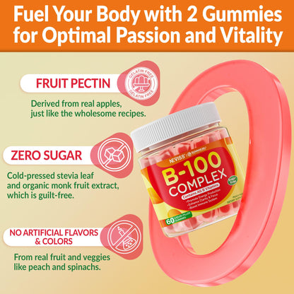 Super Vitamin B Complex Gummies - Methylated B Complex for Women & Men, All B Vitamins, Methyl B12, Methylfolate, Vitamin C, Choline, Inositol, PABA for Energy - Maple Wellness Supplements