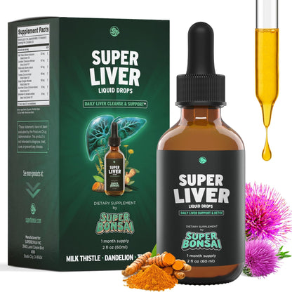 SuperBonsai Super Liver Support with Milk Thistle - All Natural Liver Cleanse Detox & Repair Aid - Doctor-Formulated Liver Supplement - Maple Wellness Supplements