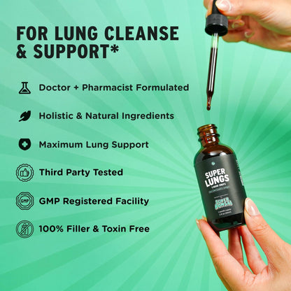 SuperBonsai Super Lungs Mullein Drops – Herbal Lung Support Tincture with Mullein Leaf Extract Elderberry Reishi Marshmallow Root - Maple Wellness Supplements
