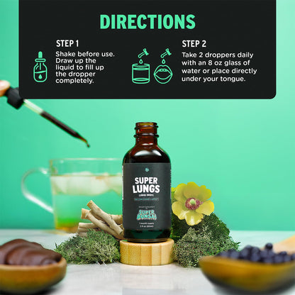 SuperBonsai Super Lungs Mullein Drops – Herbal Lung Support Tincture with Mullein Leaf Extract Elderberry Reishi Marshmallow Root - Maple Wellness Supplements