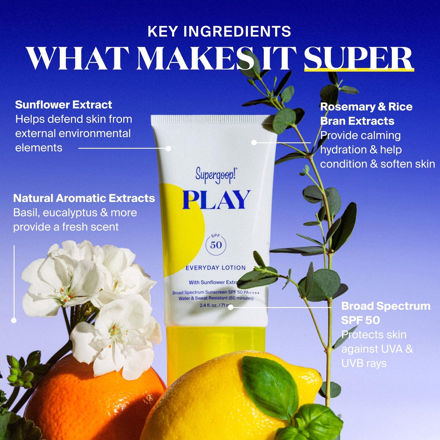 Supergoop! PLAY Everyday Lotion SPF 50 - Broad Spectrum Body & Face Sunscreen - Great for Active Days - Fast Absorbing - Maple Wellness Supplements
