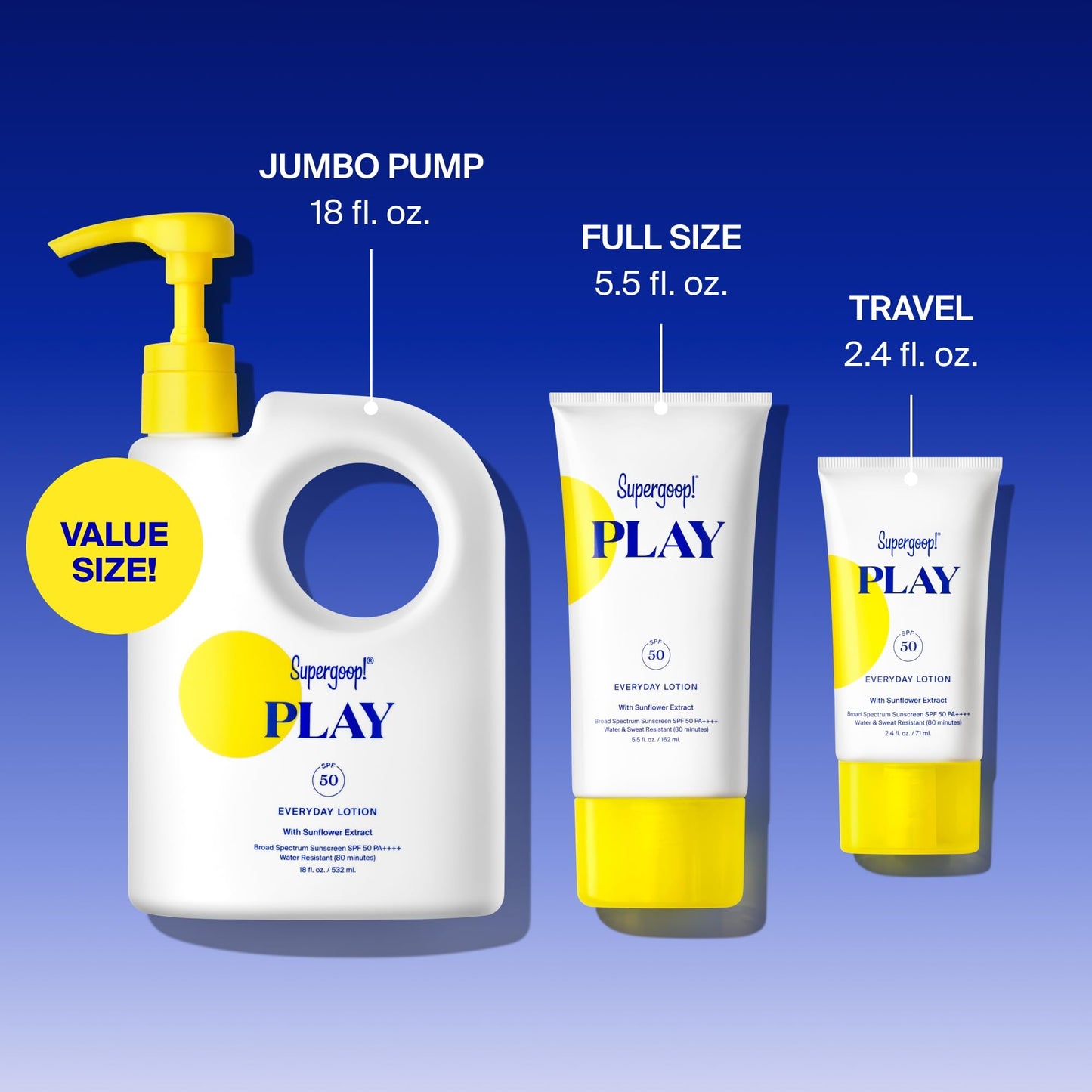 Supergoop! PLAY Everyday Lotion SPF 50 - Broad Spectrum Body & Face Sunscreen - Great for Active Days - Fast Absorbing - Maple Wellness Supplements