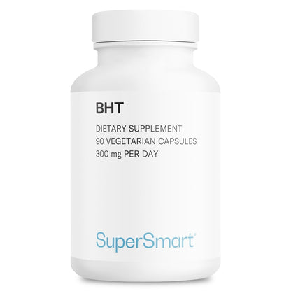 Supersmart - BHT Supplement 300mg per Day - Butylated Hydroxytoluene | Non-GMO & Gluten Free - 90 Vegetarian Capsules - Maple Wellness Supplements