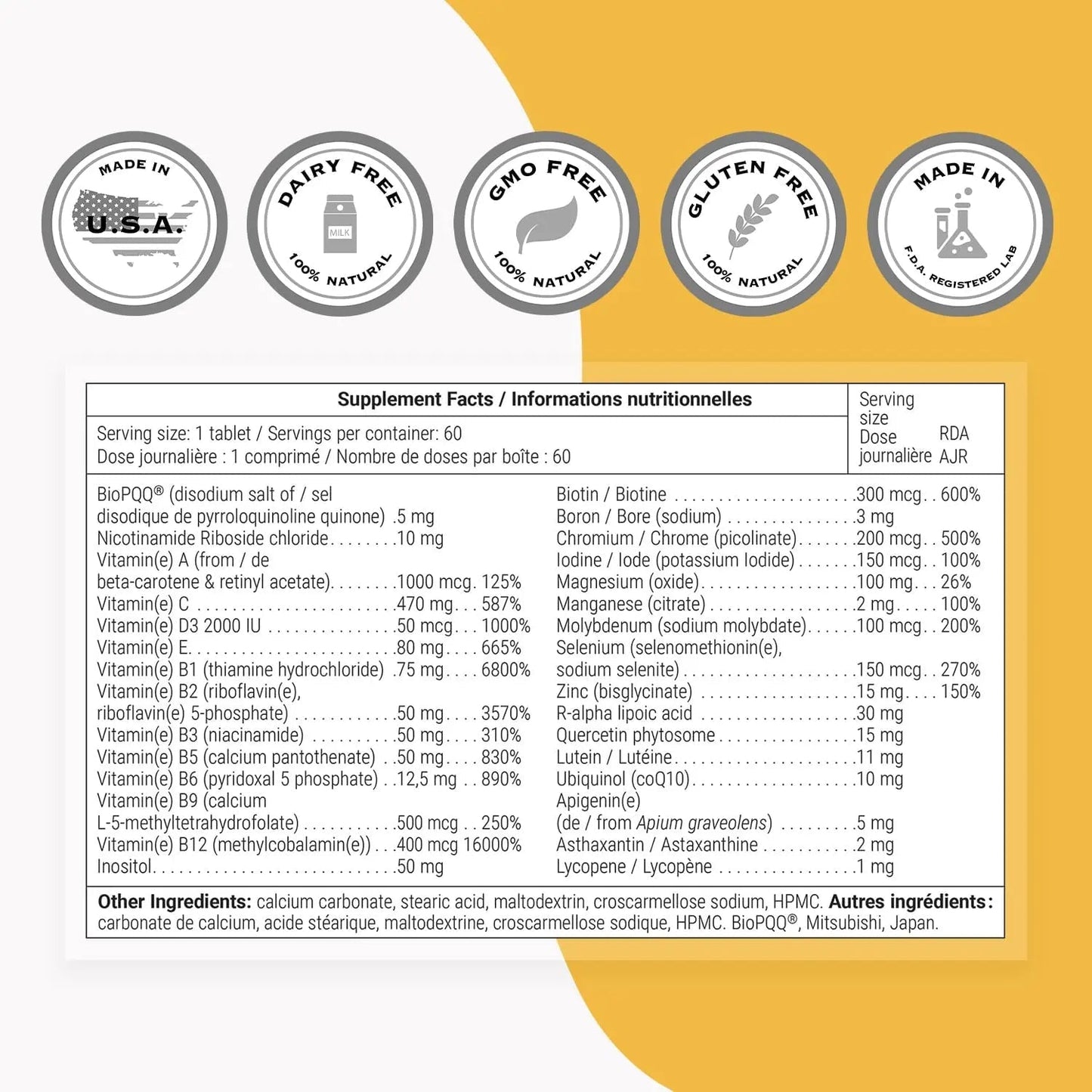 Supersmart - Daily 1® Timed Release - Multivitamin Supplement for Women & Men - with BioPQQ®, Vitamin A, B, C, D & E, Biotin, Quercetin & Fisetin | - Maple Wellness Supplements