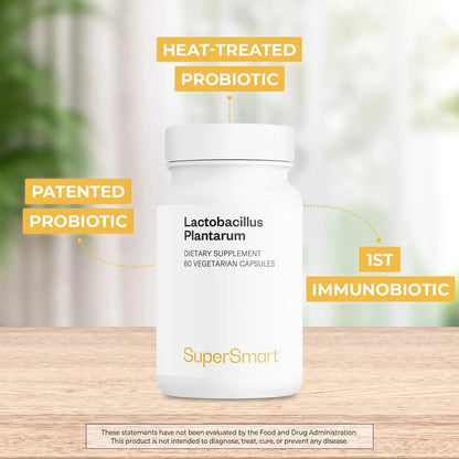 Supersmart - Lactobacillus Plantarum PostBiotic 20 Billion CFU per Day (Immuno-LP20) - Heat-Treated Probiotic Supplement | Non-GMO & Gluten Free - 60 Vegetarian Capsules - Maple Wellness Supplements