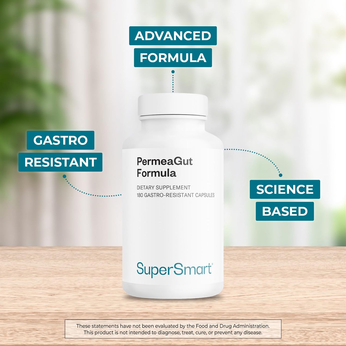 Supersmart PermeaGut Formula (High Potency) - with L-Glutamine, ButiShield Calcium Butyrate, Zinc-L-Carnosine - Gut Barrier Support | Vegan & Gluten Free - 180 Gastro-Resistant Capsules - Maple Wellness Supplements