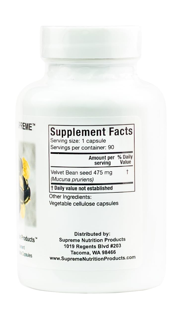 Supreme Nutrition Mucuna Supreme, 90 Pure Cowhage Vegetarian Capsules - Maple Wellness Supplements