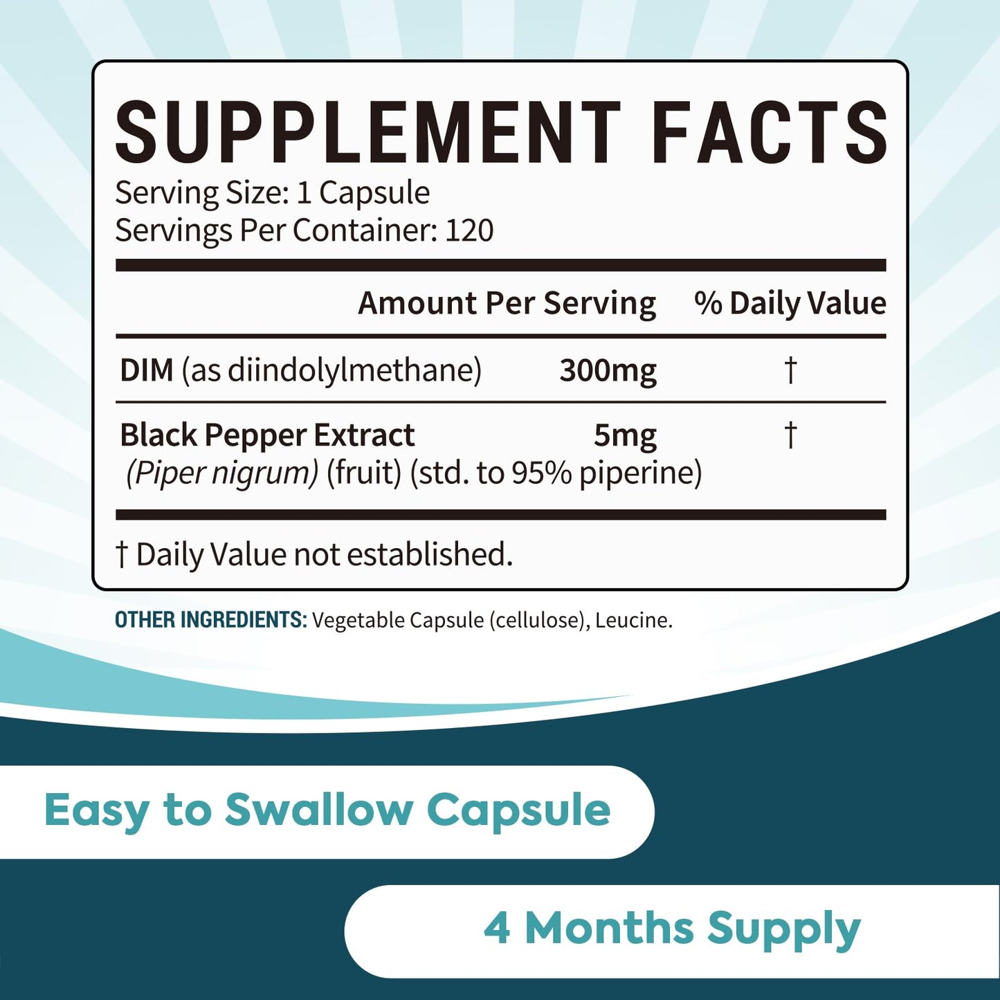 Surebounty DIM Supplement 300mg for Women & Men, Estrogen Balance & Metabolism, Hormone Balance, Menopause Support, Energy Maintainence, High Absorption with Black Pepper Extract, 120 Caps - Maple Wellness Supplements