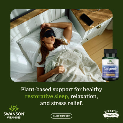 Swanson Apigenin – Sleep and Relaxation Supplement – Natural Support – 90 Caps, 50 mg (Packaging may Vary) - Maple Wellness Supplements