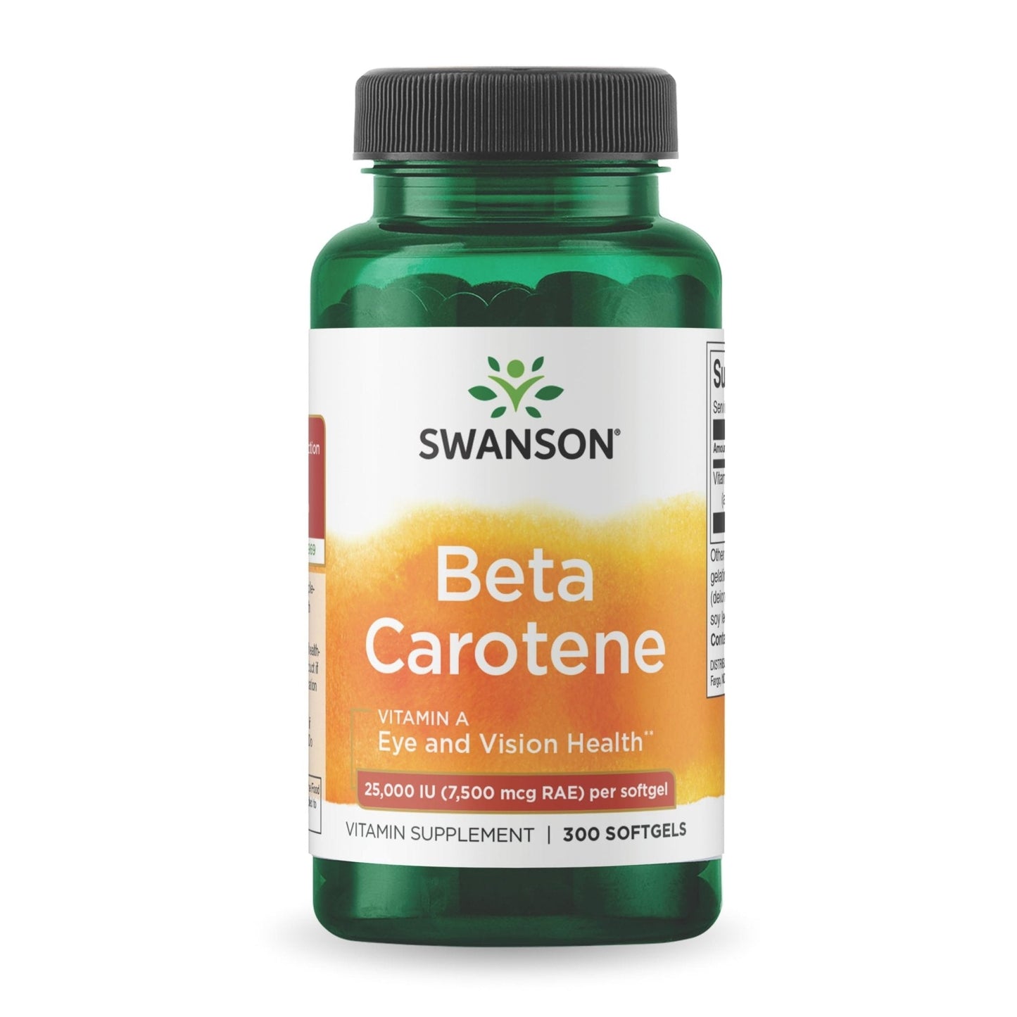 Swanson Beta-Carotene Vitamin A 25,000 IU Eye and Skin Health Supplement for Adults Seeking Vision and Immune Support - 7,500 mcg (300 Softgels) - Maple Wellness Supplements