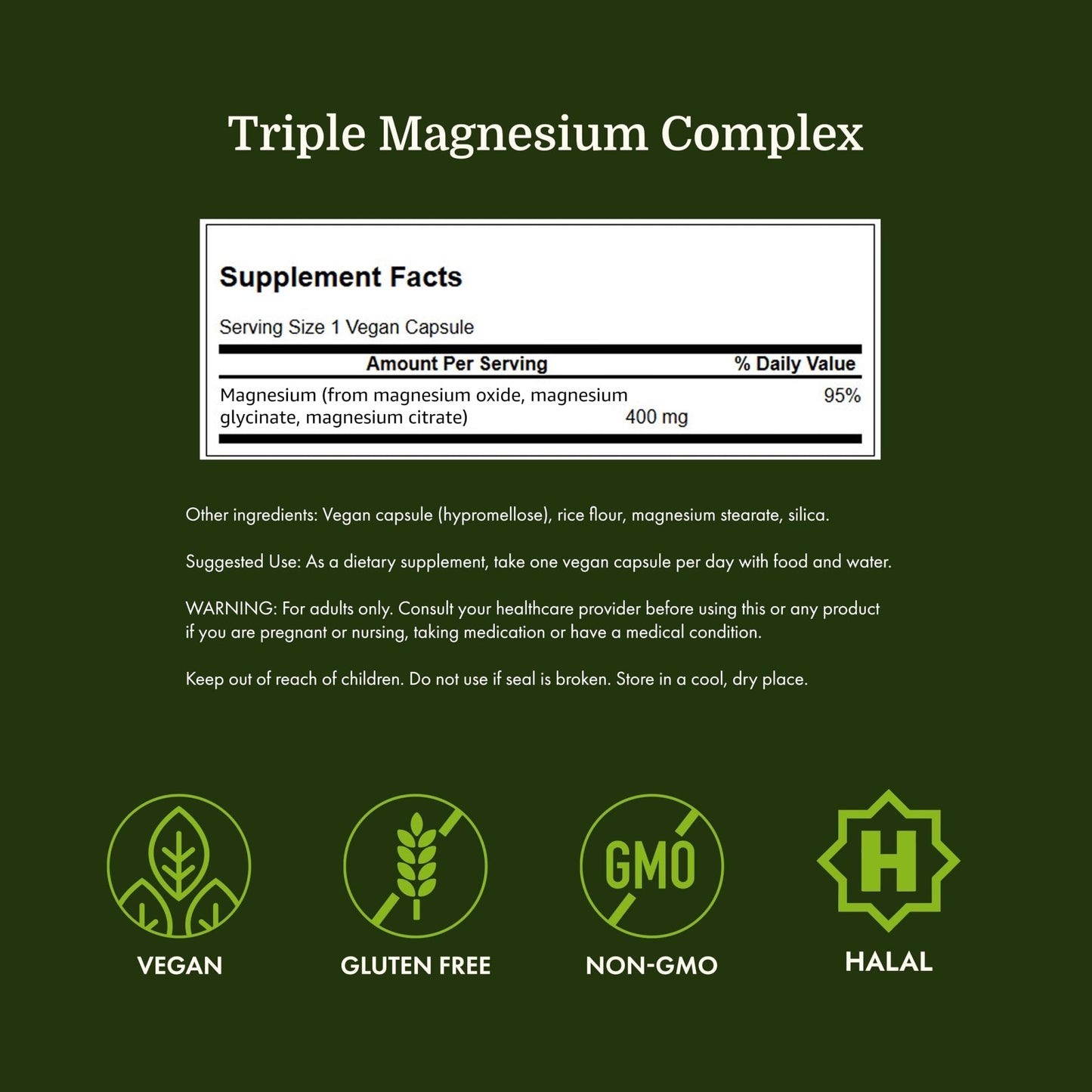 Swanson Triple Magnesium Complex - 100 Capsules, 400mg Each - Maple Wellness Supplements