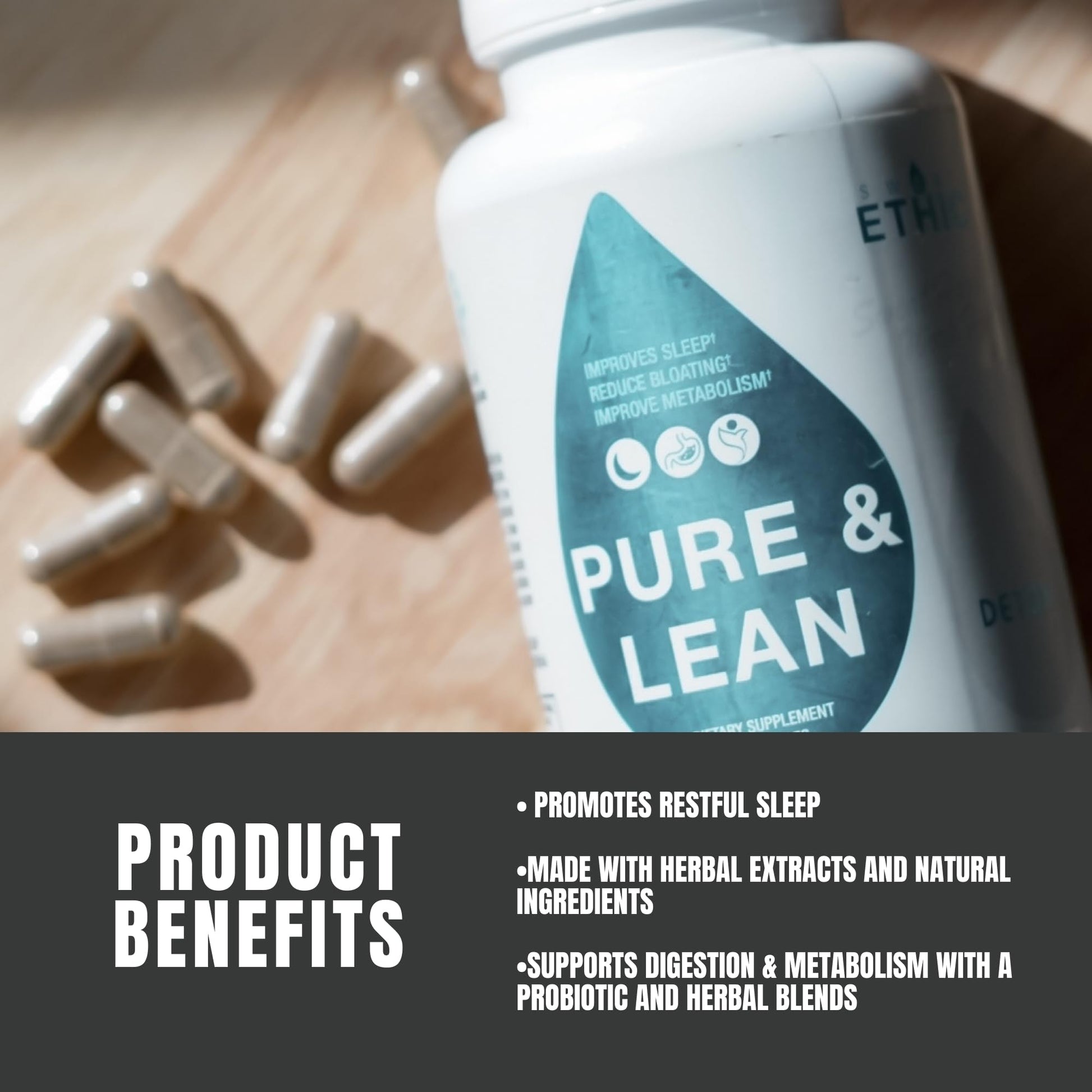 Sweat Ethic Pure & Lean Detox, Natural Nighttime Support with GABA, 5 HTP, Melatonin, Probiotics & Herbal Extracts, Supports Evening Routine and Digestion, Dietary Supplement - Maple Wellness Supplements