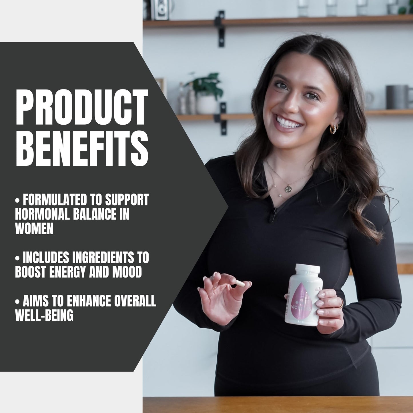 Sweat Ethic Victress, Hormone Balance Support for Women with KSM-66 Ashwagandha, DIM, Biotin, Folic Acid, Dandelion Root, Cayenne Pepper & Vitamin D3, Daily Wellness Formula, 90 Easy to Take Capsules - Maple Wellness Supplements