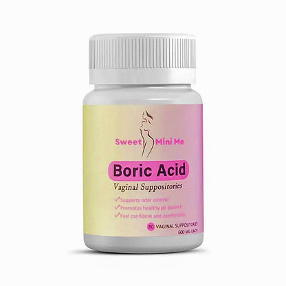 Sweet Mini Me 600mg Boric Acid Suppositories – Natural Vaginal Health Support for Women – pH Balance, Odor & Itch Relief – 30 Count Capsules - Maple Wellness Supplements