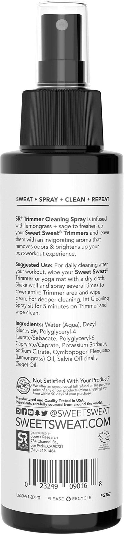 Sweet Sweat Waist Trimmer Cleaning Spray | Freshen & Clean Neoprene Trimmers, Yoga Mat, Gym Equipment & More! | Made with Lemongrass & Sage Oil - 4oz. - Maple Wellness Supplements