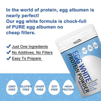 Talcufon Egg White Protein Powder 8 Oz Pasteurized No Additives, High Protein, Gluten-Free Ideal for Baking and Cooking, Unflavored 227G - Maple Wellness Supplements