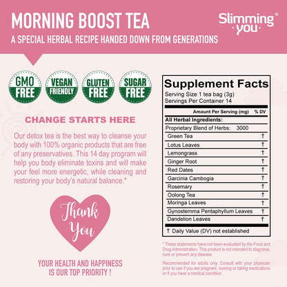 TAOISTEA 14 Day Detox Tea for Weight Loss, Body Cleanse, Metabolism Boost - Morning - Maple Wellness Supplements