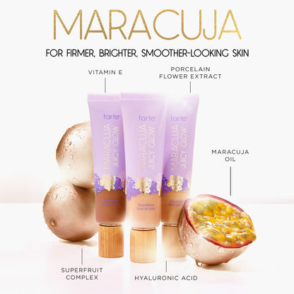 tarte maracuja juicy glow tint – Lightweight Tinted Moisturizer with Hyaluronic Acid for Radiant Skin, Buildable Medium Coverage, Waterproof, Vegan, Cruelty-Free, full size, 16B fair-light beige - Maple Wellness Supplements