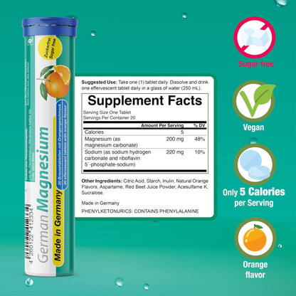 T&D German Elektrolyt Mix - 40 Fizzy Effervescent Tabelts - Orangeflavour - Sugarfree - Made in Germany - Maple Wellness Supplements