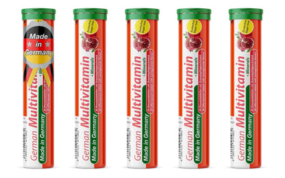 T&D German Multvitamin + Minerals 10 Vitamins 2 Minerals - 100 Vegan Drink Effervescent Tablets - Pomegranate Flavor - Maple Wellness Supplements