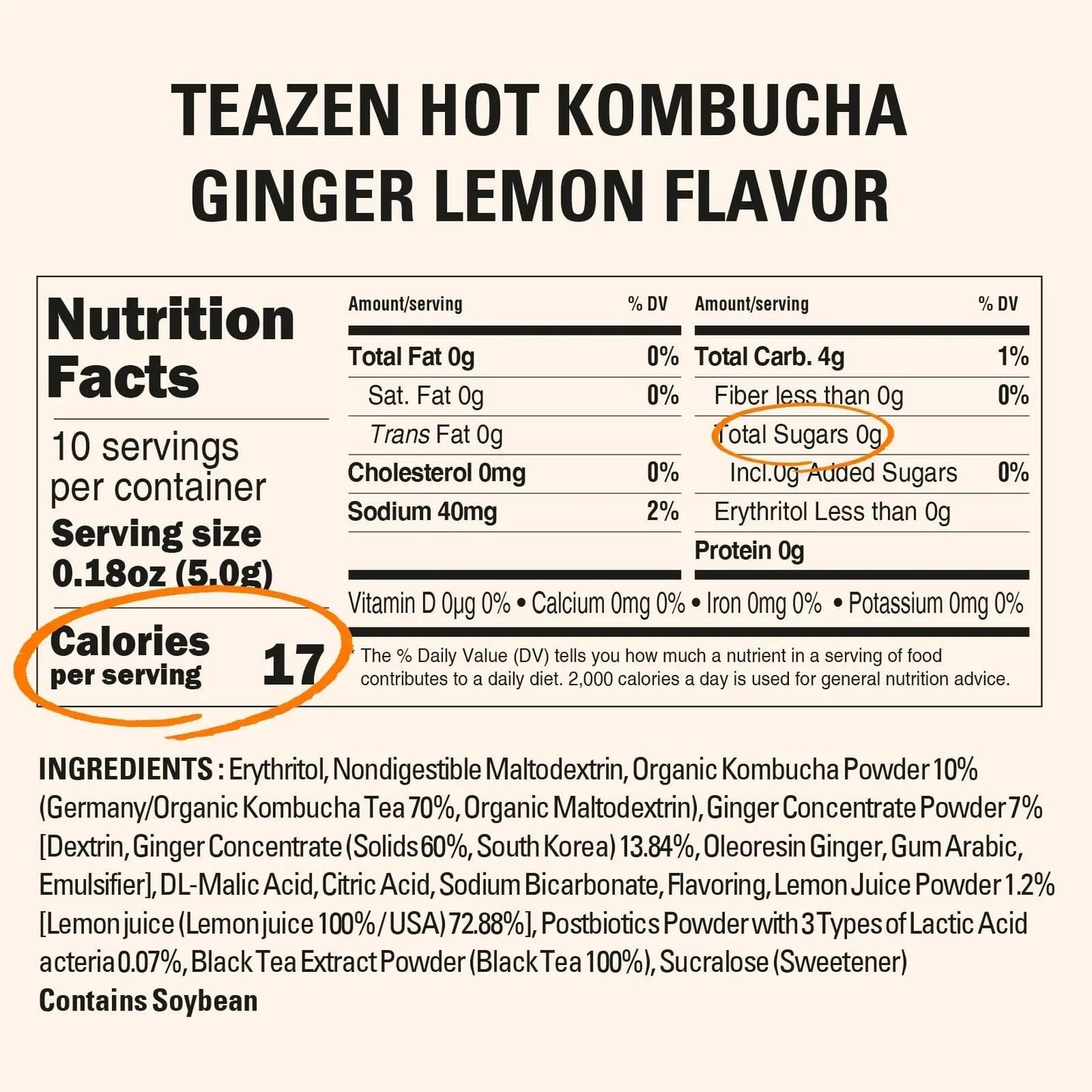 TEAZEN Lemon Ginger Hot Kombucha Tea, Live Probiotics & Postbiotics, Relaxation and Warmth for Colds and Sore Throat, Hydration Drink Mix, Sugar Free, 30 Sticks, 5.29oz - Maple Wellness Supplements