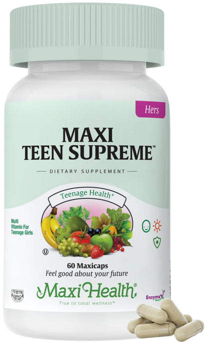 Teen Vitamins for Girls 12-17 - Teen Multivitamin Supreme with D3, Iron, Calcium, Biotin, Digestive Enzymes – Teenager Girl Multi Vitamins for Energy, - Maple Wellness Supplements