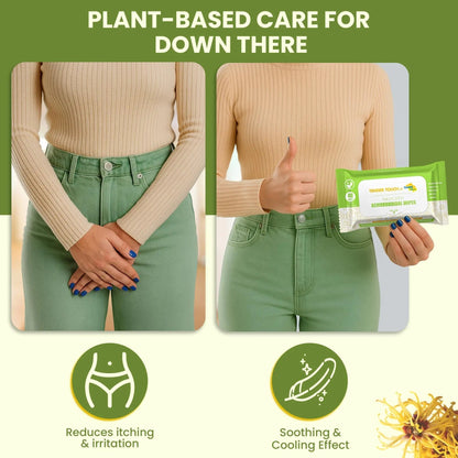 Tender Touch Hemorrhoid Wipes with Witch Hazel and Aloe, Flushable Medicated Wipes for Hemorrhoid and Vaginal Relief - Postpartum-Safe, Fragrance-free, Travel Size, 1 Pack, 48-ct. - Maple Wellness Supplements