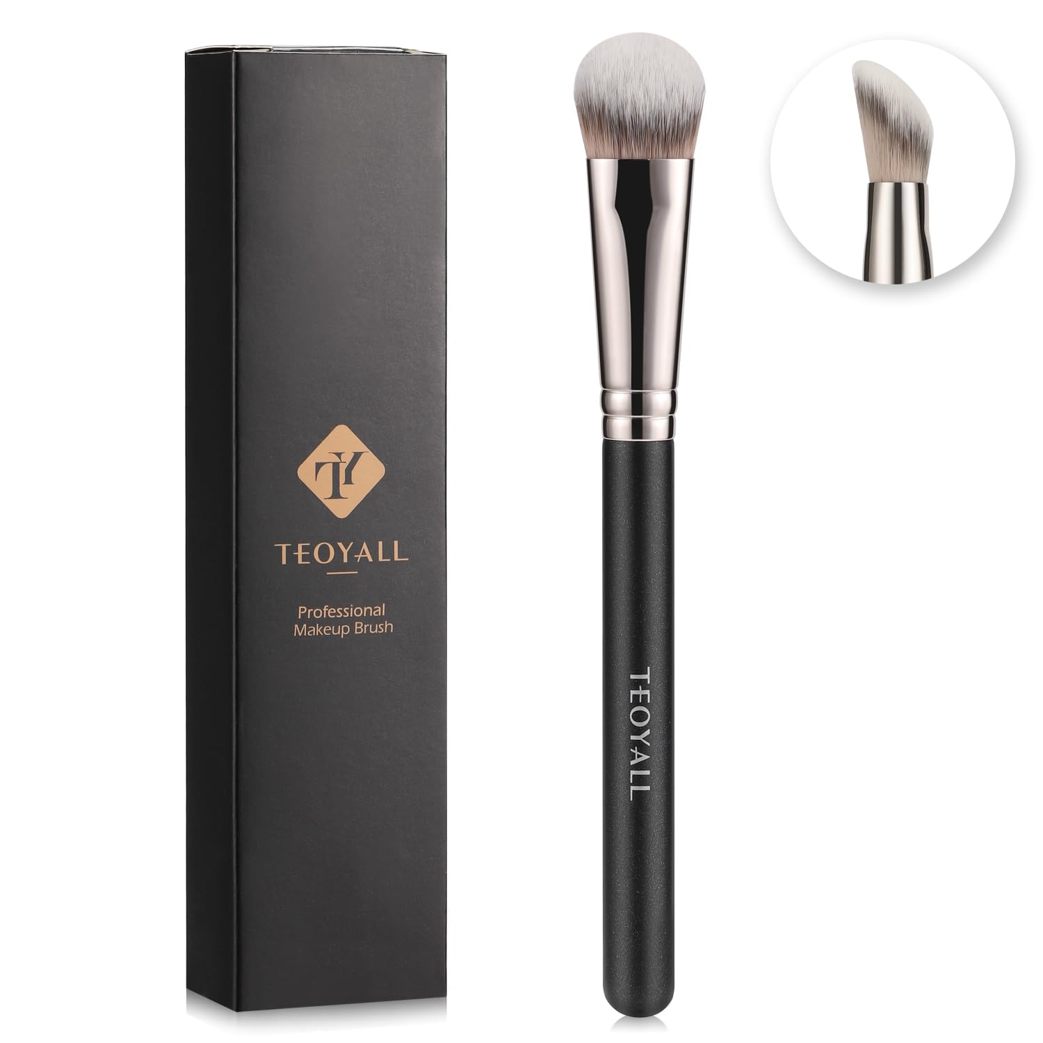 TEOYALL Angled Concealer Brush, Synthetic Contour Brush for Blending Setting Buffing with Liquid, Cream and Powder Cosmetic (Angled Brush) - Maple Wellness Supplements