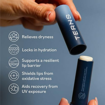 TERNS Everyday Lip Balm | Hyaluronic Acid + Baobab & Meadowfoam Oils, Algae-Powered Sirenas Complex OS, Refreshing Mint, Non-Sticky Cushion Glide, Cruelty-Free - Maple Wellness Supplements