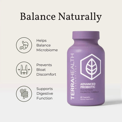Terra Health Essentials Advanced Probiotics | 50 Billion CFU | Reduce Bloating & Gas, Immune Support | 30-Day Supply (60 Capsules) - Maple Wellness Supplements