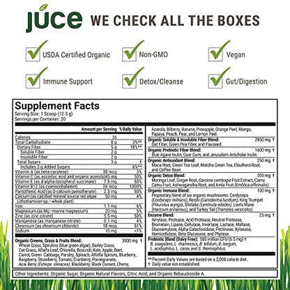 Terra Kai Organics JUCE Green Superfood Powder, Organic Fruits and Veggies Supplement - Maple Wellness Supplements