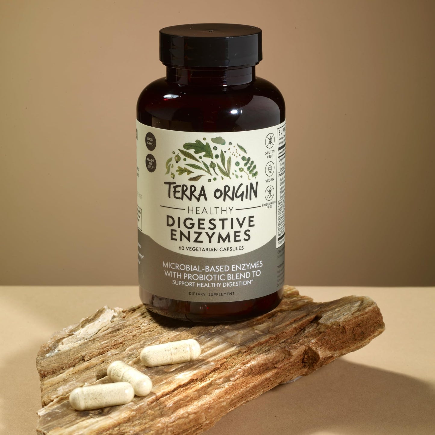 TERRA ORIGIN Digestive Enzymes with Probiotics & Prebiotics | 60 Capsules | Supports Digestive Gut Health | Non GMO, Gluten Free, - Maple Wellness Supplements