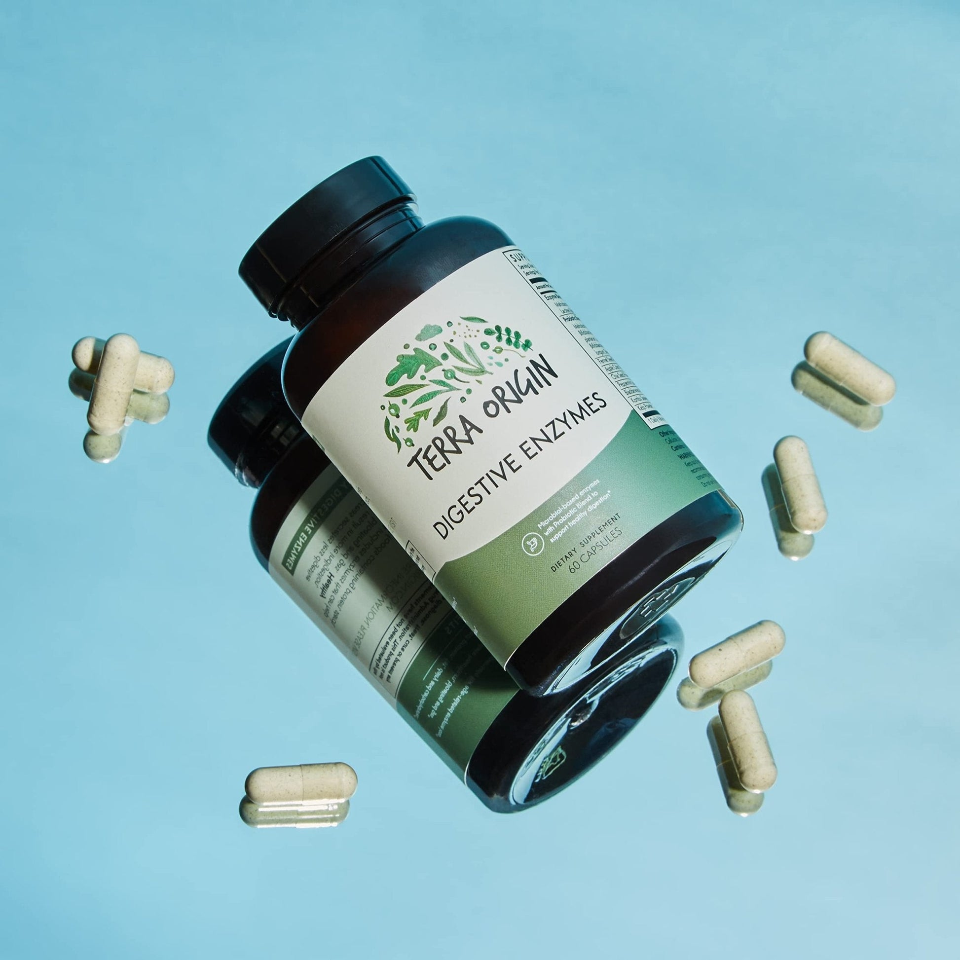 TERRA ORIGIN Digestive Enzymes with Probiotics & Prebiotics | 60 Capsules | Supports Digestive Gut Health | Non GMO, Gluten Free, - Maple Wellness Supplements