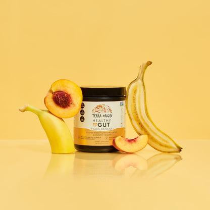 TERRA ORIGIN Healthy Gut Peach Banana | 30-Servings with L-Glutamine, Zinc, Glucosamine, Slippery Elm Bark, Marshmallow Root and More! - Maple Wellness Supplements