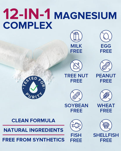 Terranics 12-in-1 Magnesium Complex 500mg, High Absorption Chelated Magnesium Glycinate, Citrate, Malate, Taurate, Orotate & More, for Sleep, Calm, Energy, Heart, Vegan, Non-GMO,120 Capsules - Maple Wellness Supplements