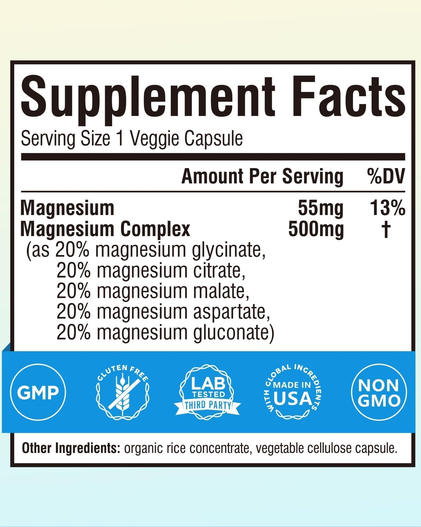 Terranics 5-in-1 Magnesium Complex Supplement 500mg - 5 Forms High Absorption Magnesium Glycinate Citrate Malate Aspartate Gluconate for Sleep Heart Health - Non-GMO 120 Vegan Capsules - Maple Wellness Supplements